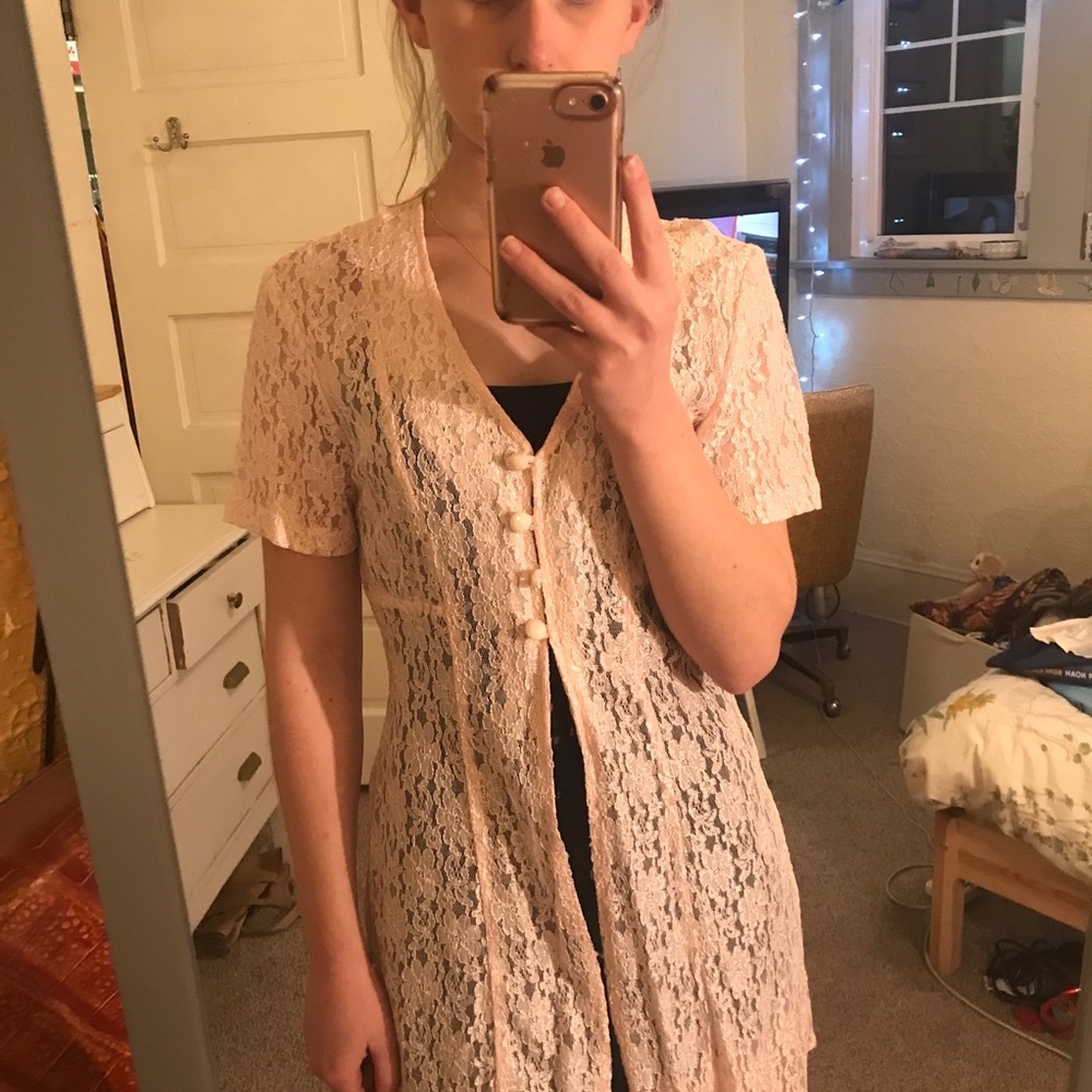 Vintage light pink lace dress - Picture 5 of 5